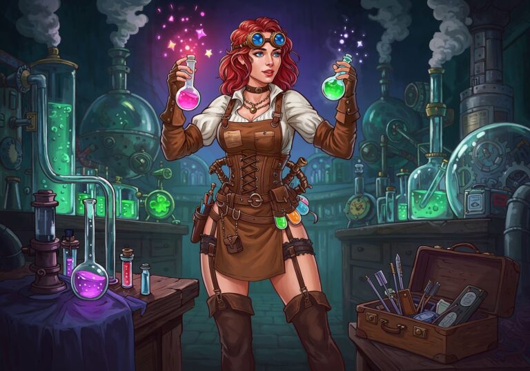 Steampunkowa alchemiczka – odkryj wdzięk pary i eliksirów w prowokującym image