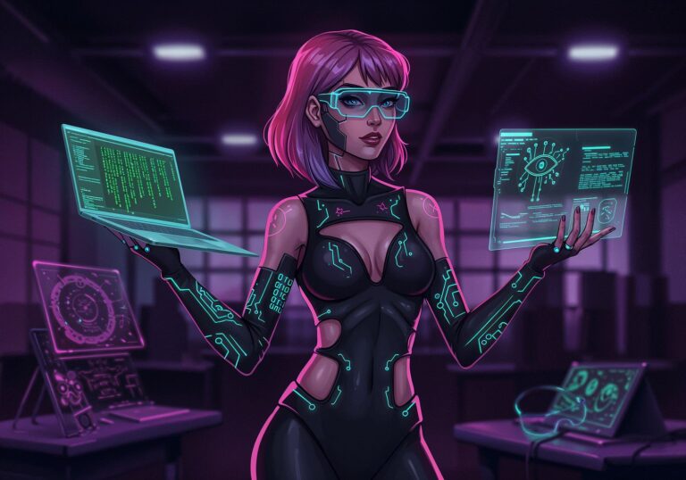 Cybernetyczna hakerka – styl, który łączy technologię z pokusą