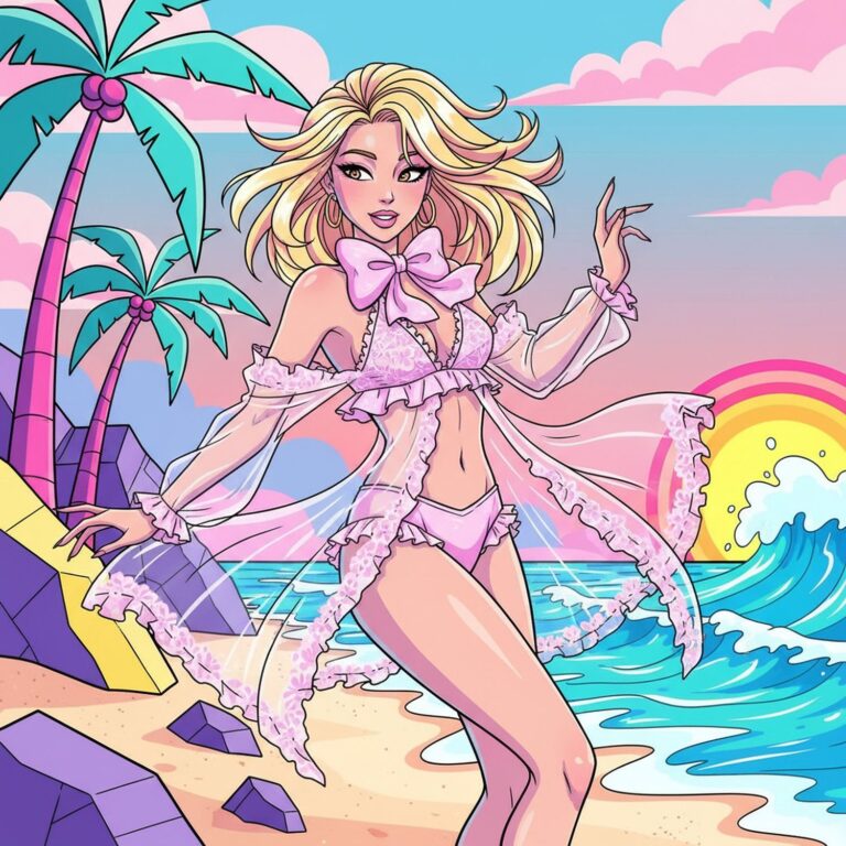 Słodka zmysłowość na piasku – azjatycka moda kawaii w pastelowych strojach plażowych