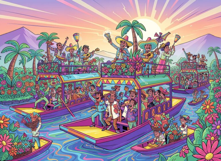 Pływające wyspy i targi kwiatowe w meksykańskim Xochimilco – gwar muzyki mariachi i lokalny folklor